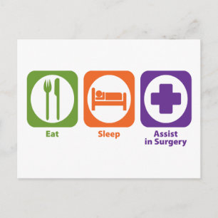 Eat Sleep Assist in chirurgie Briefkaart