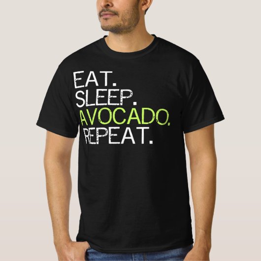 Eat Sleep Avocado Herhalen T-shirt (Voorkant)