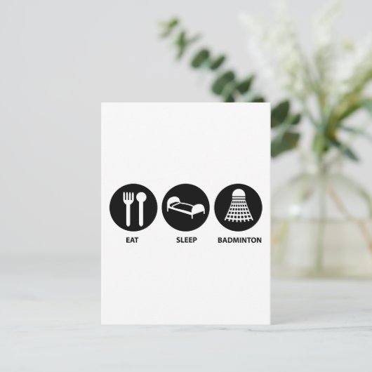 Eat Sleep Badminton Briefkaart (Staand voorkant)