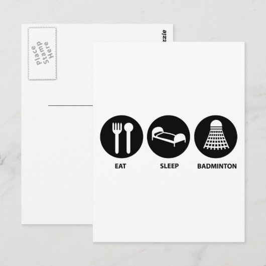 Eat Sleep Badminton Briefkaart (Voorkant / Achterkant)