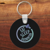 Eat Sleep Badminton Herhaal 1 Sleutelhanger (Voorkant)