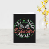 Eat Sleep Badminton Herhalen Kaart (Gele Bloem)