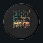 Eat Sleep Badminton Herhaling Federball Sport Magneet<br><div class="desc">Mega Design zur Thematik Badminton. Damit verbundene Suchworte sind Federball, Shuttlecock und Hobby. Tolle Grafik für Fans des schnellen Sport mit Federball und Schläger mit dem Titel: Eat Sleep Badminton Repeat Federball Sport. Der zwischen dem klassischen Federball und Badminton ist die Motivation. Beim Federball steht der Spaß im Vordergrund, wobei...</div>