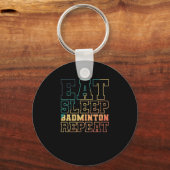 Eat Sleep Badminton Herhaling Federball Sport Sleutelhanger (Voorkant)