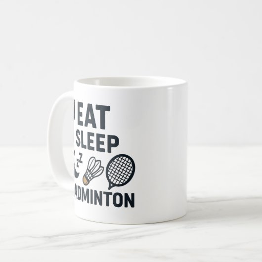 Eat Sleep Badminton Koffiemok (Voorkant links)
