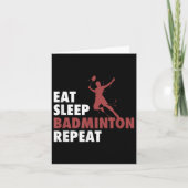 Eat Sleep Badminton Repat Badminton Racket Shuttl Kaart (Voorkant)
