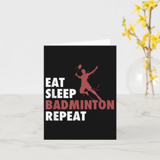 Eat Sleep Badminton Repat Badminton Racket Shuttl Kaart (Gele Bloem)