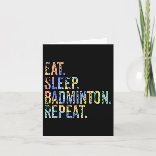 Eat Sleep Badminton Repat  Funny Badminton Kaart (Voorkant)