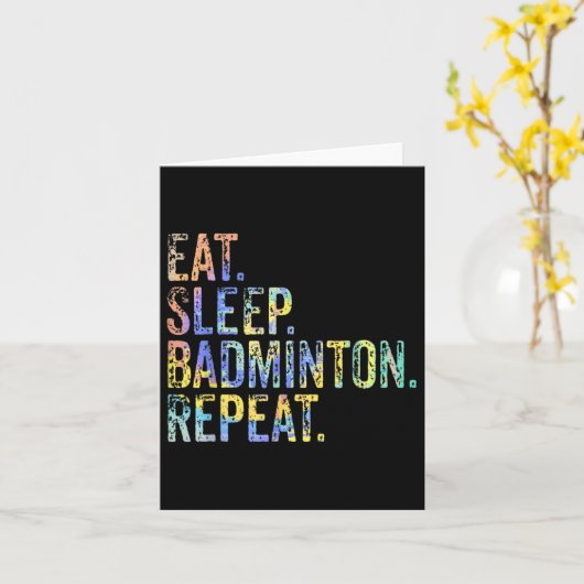Eat Sleep Badminton Repat  Funny Badminton Kaart (Gele Bloem)