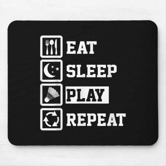 Eat Sleep Badminton Repat Funny Badminton Player Muismat (Voorkant)