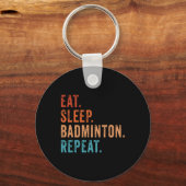 Eat Sleep Badminton Repat Funny Badminton Sleutelhanger (Voorkant)