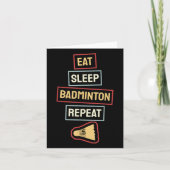 Eat Sleep Badminton Repeat Badminton Player Retro, Kaart (Voorkant)