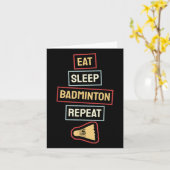 Eat Sleep Badminton Repeat Badminton Player Retro, Kaart (Gele Bloem)