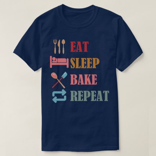 Eat Sleep Bake Herhaal Funny Cooking Baking Design T-shirt (Design voorkant)
