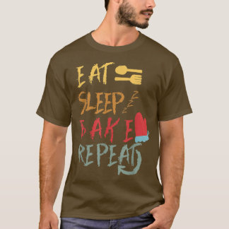 Eat Sleep Bake Herhaal Funny Cooking Baking Design T-shirt