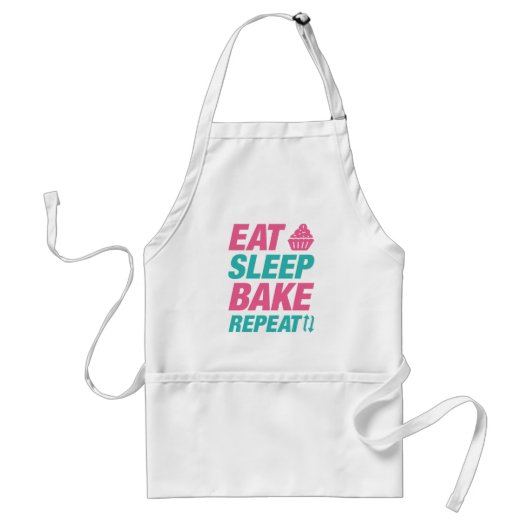 Eat Sleep Bake Herhalen Standaard Schort (Voorkant)
