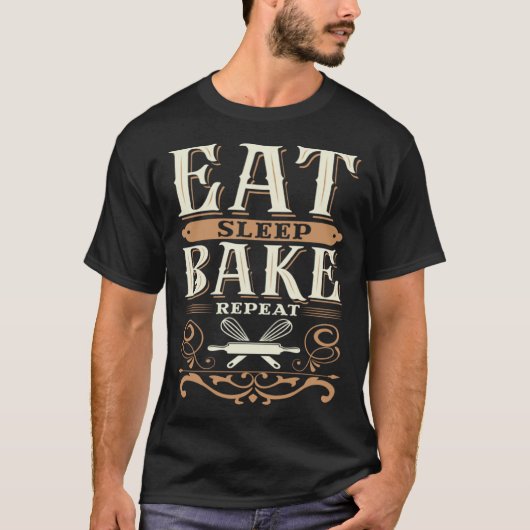 Eat Sleep Bake Herhalen T-shirt (Voorkant)