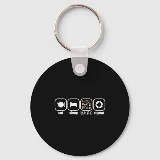 Eat, Sleep, Bake, Repeat - Funny Baker, Cook, Chef Sleutelhanger (Voorkant)
