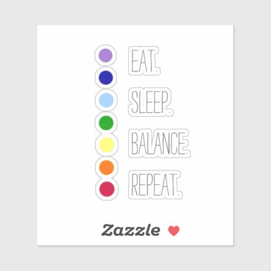 Eat Sleep Balance Simple Chakra Vinyl Sticker (Vel)
