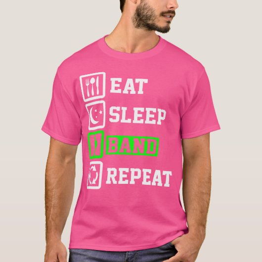 Eat Sleep Band Herhaal Shirt Drums Marching Band G (Voorkant)