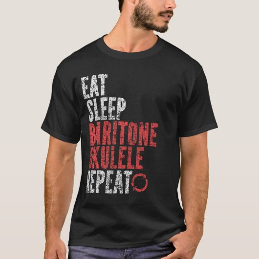 Eat Sleep Baritone ukulele Repat T-shirt (Voorkant)
