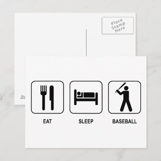 Eat Sleep Baseball Briefkaart (Voorkant / Achterkant)