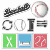 Eat Sleep Baseball Collectie Sticker (Voorkant)