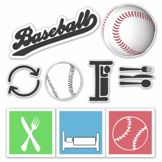 Eat Sleep Baseball Collectie Sticker (Voorkant)