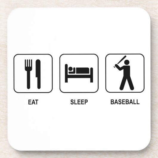 Eat Sleep Baseball Cork Onderzetter (Voorkant)