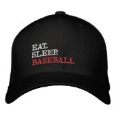 Eat Sleep Baseball Geborduurde Pet (Voorkant)