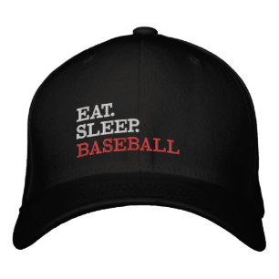 Eat Sleep Baseball Geborduurde Pet