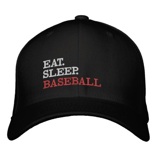 Eat Sleep Baseball Geborduurde Pet (Voorkant)