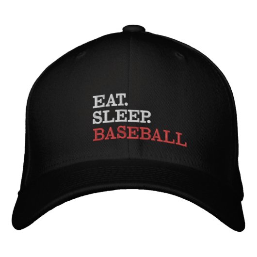 Eat Sleep Baseball Geborduurde Pet (Voorkant)