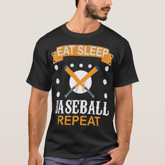 Eat Sleep Baseball Herhaal Baseball Lovers love am T-shirt (Voorkant)
