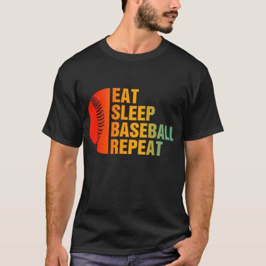 Eat Sleep Baseball Herhaal Baseball Player T-shirt (Voorkant)