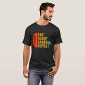 Eat Sleep Baseball Herhaal Baseball Player T-shirt (Voorkant volledig)