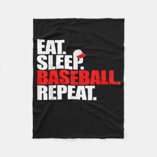 Eat Sleep Baseball Herhaal Catcher Pitcher Basebal Fleece Deken