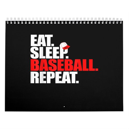 Eat Sleep Baseball Herhaal Catcher Pitcher Basebal Kalender (Hoes)