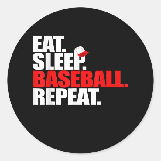 Eat Sleep Baseball Herhaal Catcher Pitcher Basebal Ronde Sticker (Voorkant)