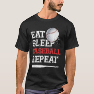 Eat Sleep Baseball Herhaal Catcher Pitcher Basebal T-shirt