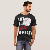 Eat Sleep Baseball Herhaal de zandbak T-shirt (Voorkant volledig)