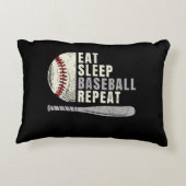 Eat Sleep Baseball Herhaal Funny Baseball Player Accent Kussen (Achterkant)
