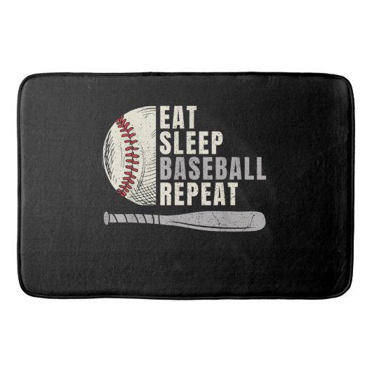 Eat Sleep Baseball Herhaal Funny Baseball Player Badmat (Voorkant)