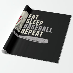 Eat Sleep Baseball Herhaal Funny Baseball Player Cadeaupapier