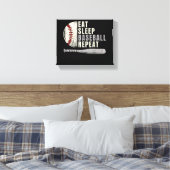 Eat Sleep Baseball Herhaal Funny Baseball Player Canvas Afdruk (Insitu (Slaapkamer))