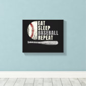 Eat Sleep Baseball Herhaal Funny Baseball Player Canvas Afdruk (Insitu (Houten vloer))