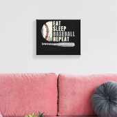 Eat Sleep Baseball Herhaal Funny Baseball Player Canvas Afdruk (Insitu (Woonkamer))