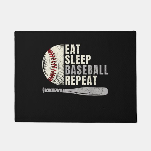 Eat Sleep Baseball Herhaal Funny Baseball Player Deurmat (Voorkant)
