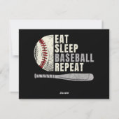 Eat Sleep Baseball Herhaal Funny Baseball Player Feestdagenkaart (Achterkant)