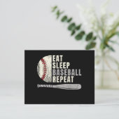 Eat Sleep Baseball Herhaal Funny Baseball Player Feestdagenkaart (Staand voorkant)